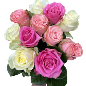 Kytica bielych a ružových ruží Pastel